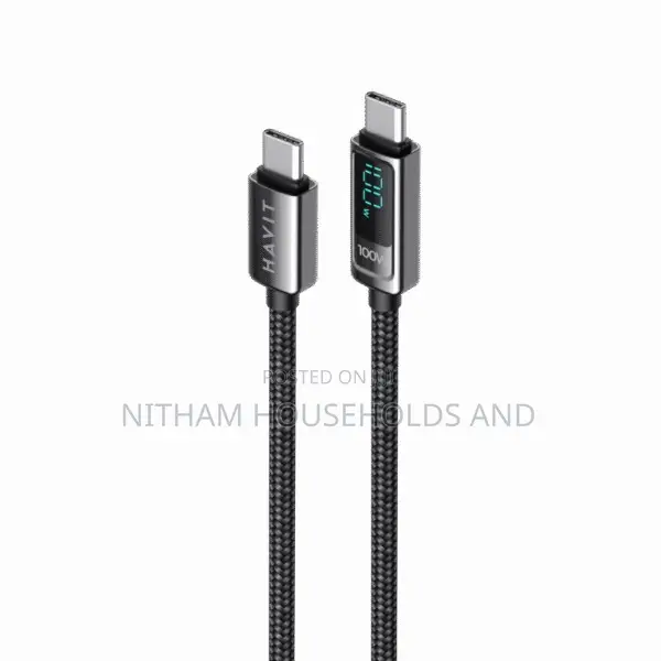 Havit USB-C to USB-C, Fast Charging Cable Pd100w, Led Display 200cm