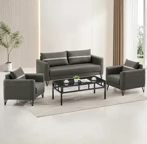 Office Sofa; Five Seaters Gray Executive Reception Sofa Set