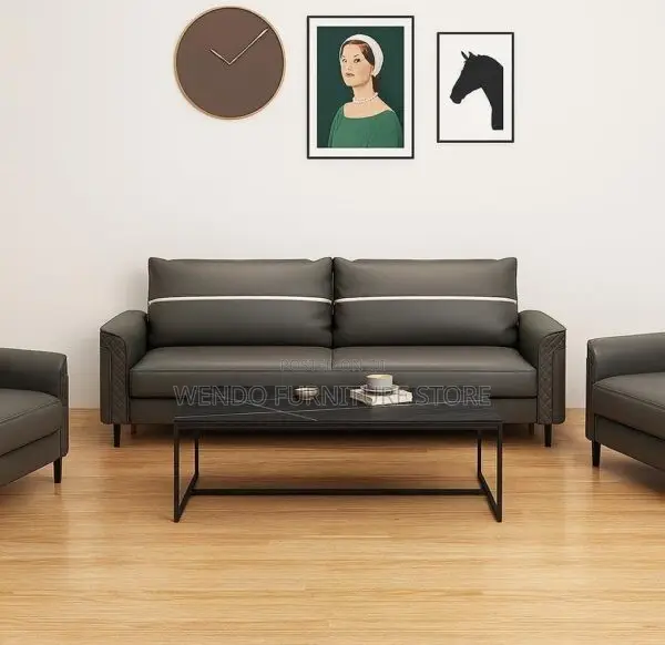 Office Sofa; Five Seaters Gray Executive Reception Sofa Set