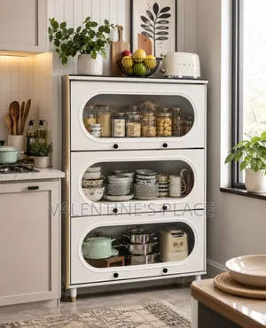 Multifunctional Storage Shelf With Cabinet on Wheels 