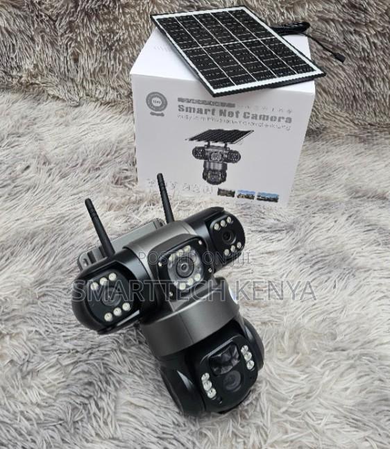 4G Solar Powered PTZ Security Camera Triple Lens CCTV