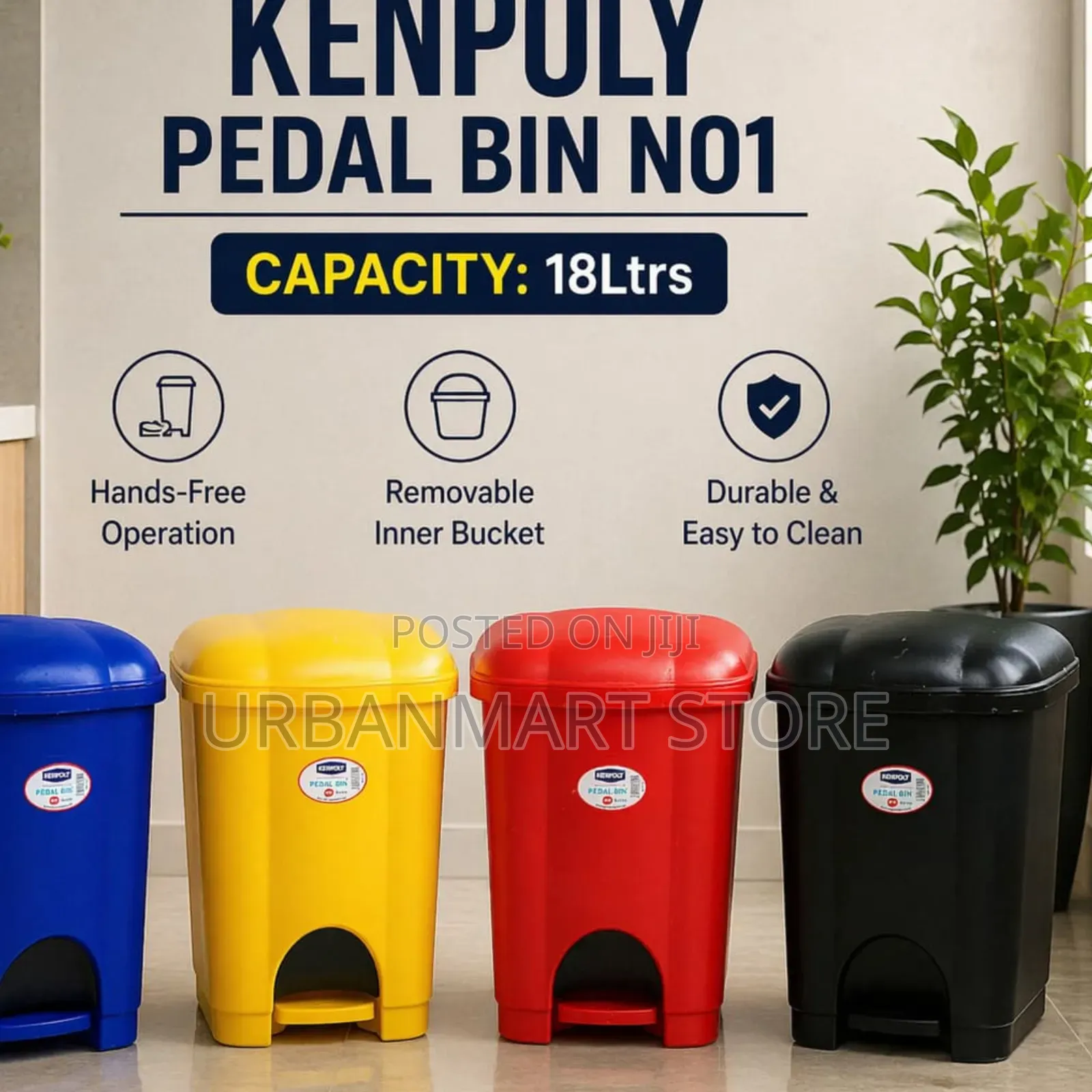 Kenpoly 18 Litres Foot Pedal Dustbin With Inner Bucket