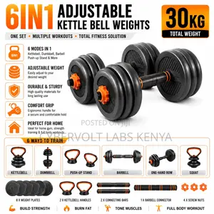 6-in-1 Adjustable Kettlebell Dumbbell Weights Set 30KG