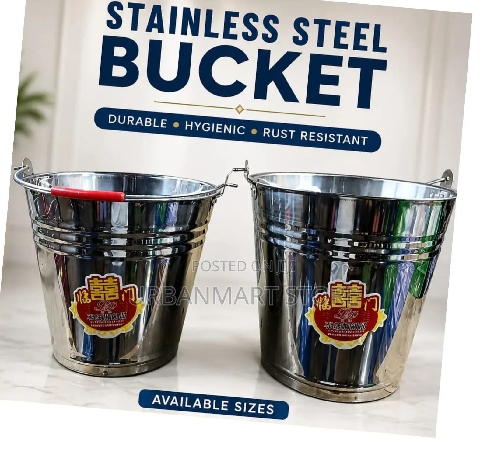 Durable Stainless Steel Bucket – 12 Litres Capacity