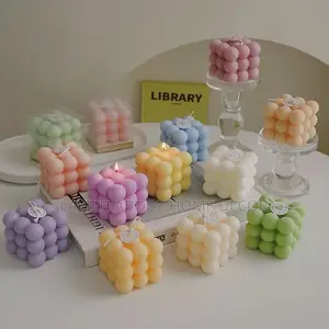 Scented Bubble Cube Candle – Vanilla | Multiple Colours