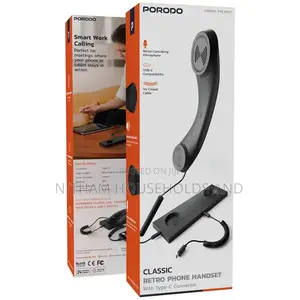Porodo Classic Retro Phone Handset With Type-C Connector – Black