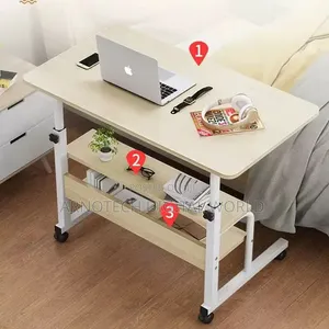 Dark Wood Adjustable Rolling Laptop Desk