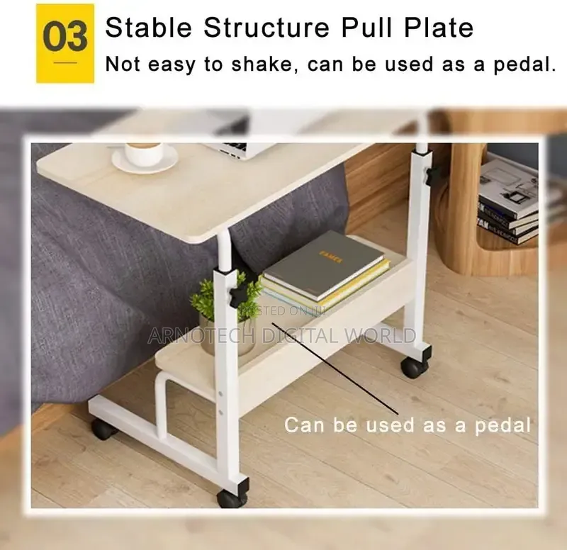 Dark Wood Adjustable Rolling Laptop Desk