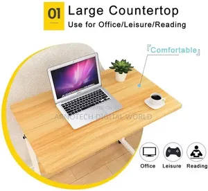 Dark Wood Adjustable Rolling Laptop Desk
