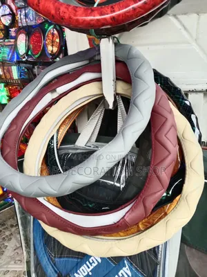 Dynamicfiber Leather Embossed Steering Wheel Cover in Grey,baije,brown