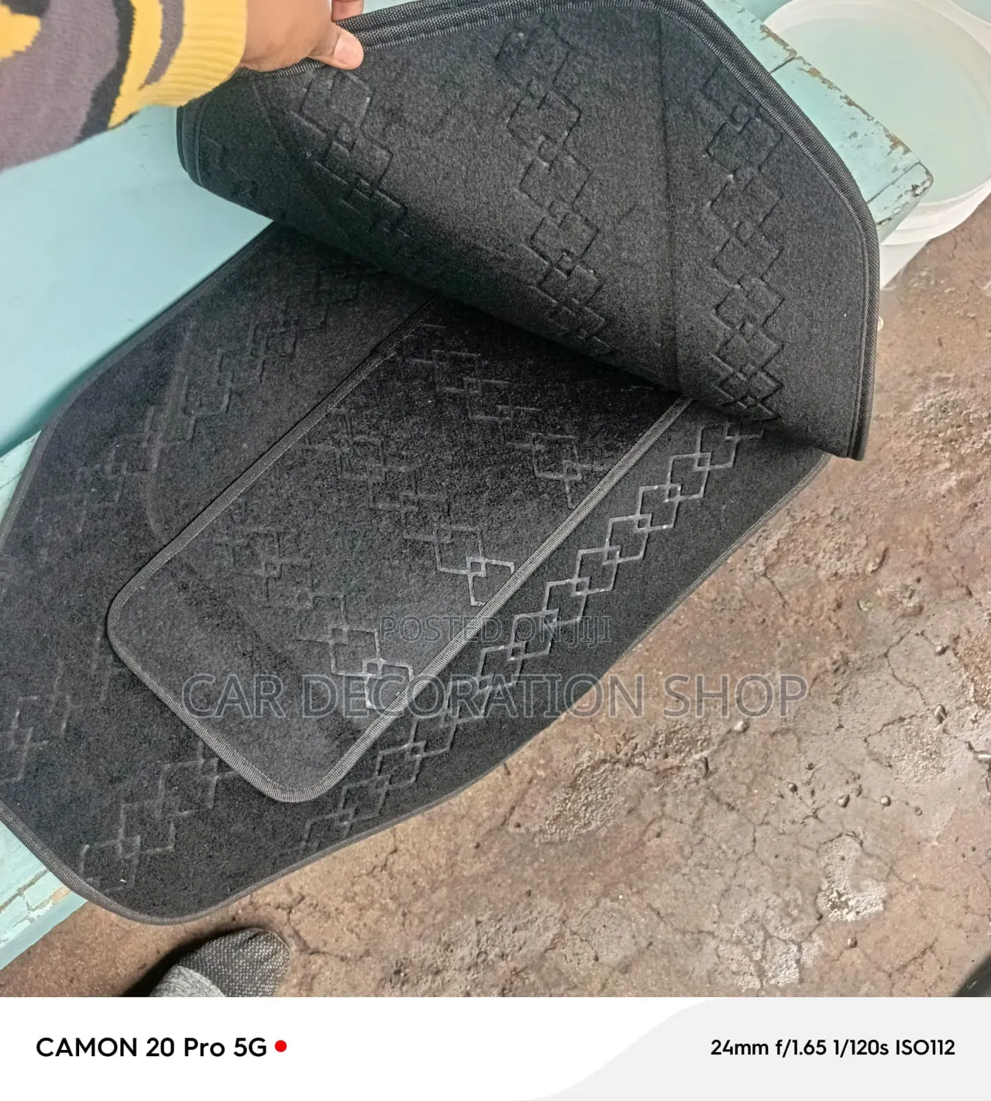 5pc Black Pattern Woolen Soft Carpet Textile Pattern Mats
