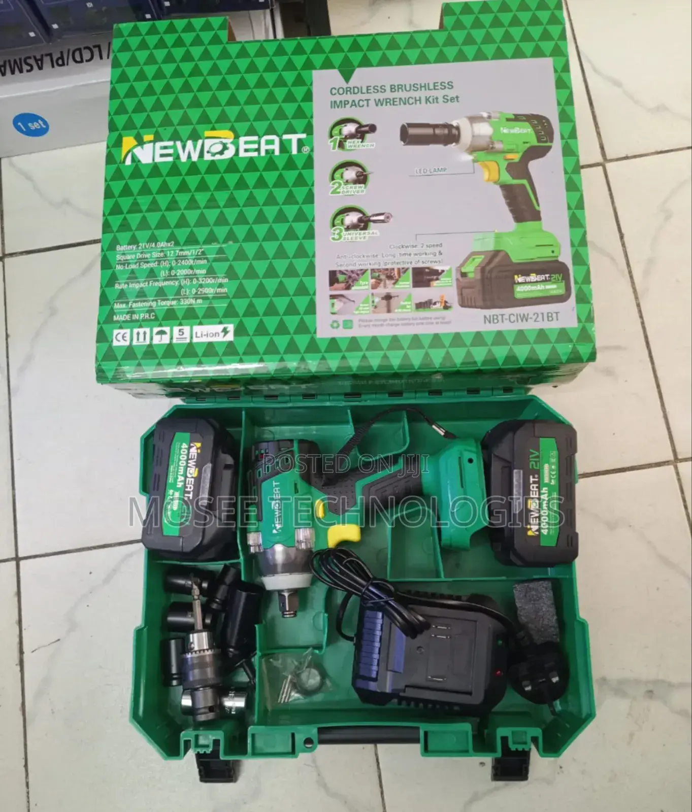 Newbeat 21V Cordless Brushless Impact Wrench Kit – 2 Batteries