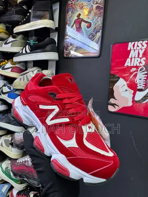 Vibrant Red and White New Balance 9060 Chunky Lifestyle.