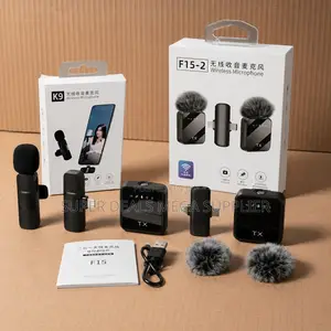 ,F15-2 Wireless Clip-on Mic 2TX for YouTube Live Streaming