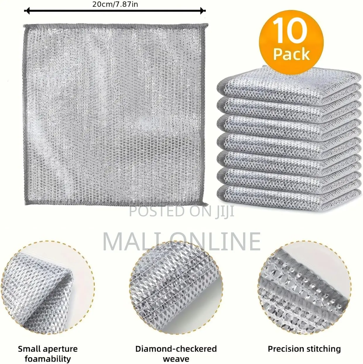 10Pcs Silver Wire Dishcloth Double Sided Cleaning Scouring Pad