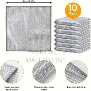 10Pcs Silver Wire Dishcloth Double Sided Cleaning Scouring Pad