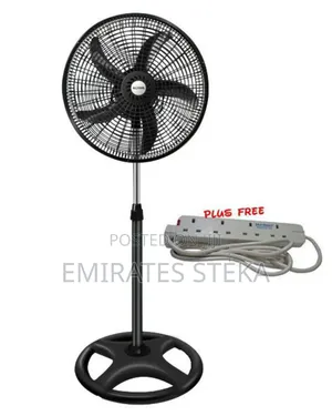 AILYONS Stand Fan - 18 Inch, 3 Speed, Black, 5 Blades With Gifts