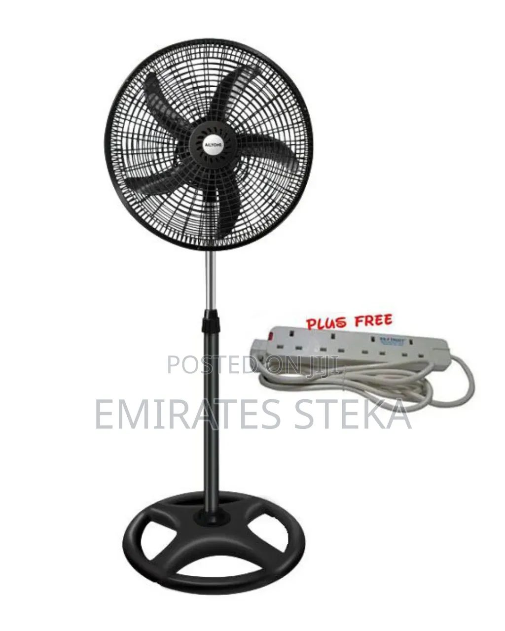 AILYONS Stand Fan - 18 Inch, 3 Speed, Black, 5 Blades With Gifts