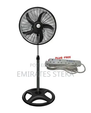 AILYONS Stand Fan - 18 Inch, 3 Speed, Black, 5 Blades With Gifts