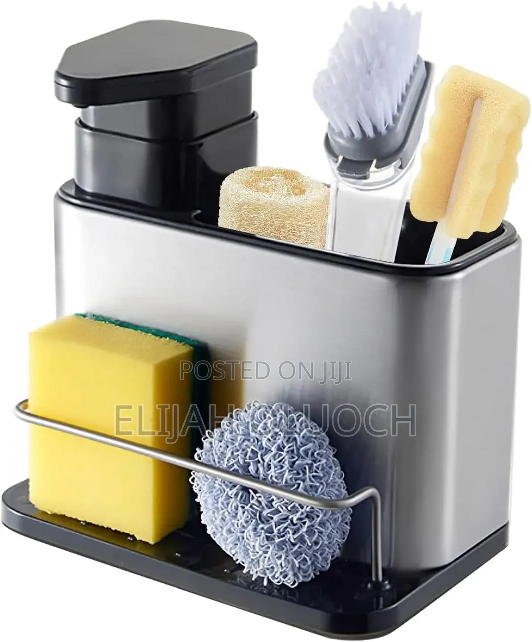 3in1 Stainless Steel Dish Wash Tools Organizer + Soap Pump