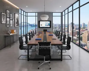 Boardroom Table; 240CM Brown-Top Boardroom Table With Electric Cable