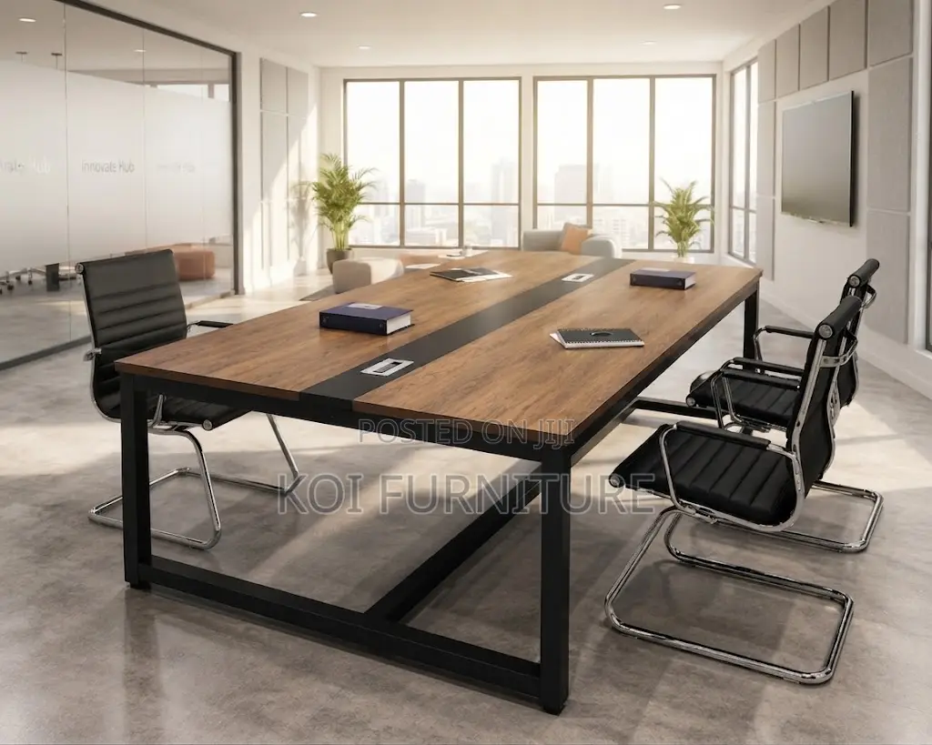 Boardroom Table; 240CM Brown-Top Boardroom Table With Electric Cable