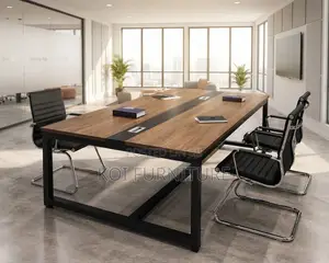 Boardroom Table; 240CM Brown-Top Boardroom Table With Electric Cable