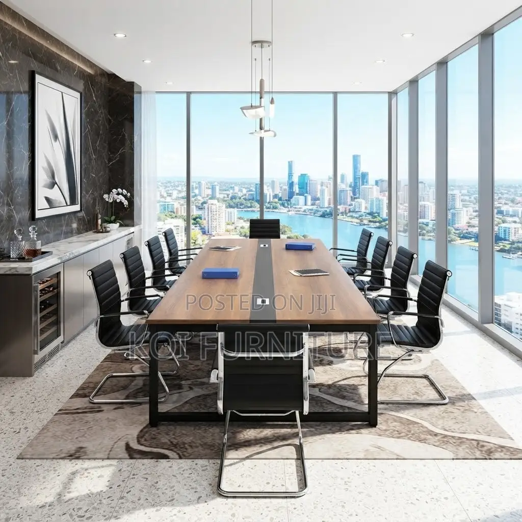 Boardroom Table; 240CM Brown-Top Boardroom Table With Electric Cable