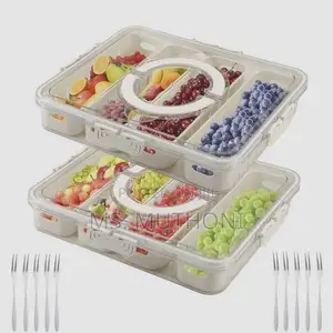 Stackable 4-Compartment Divided Fruit and Snack Storage Box