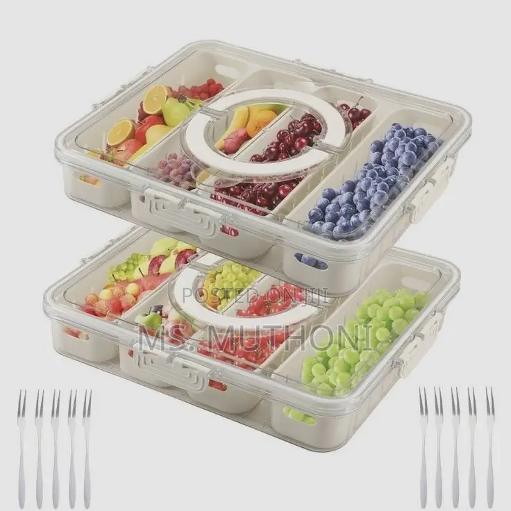 Stackable 4-Compartment Divided Fruit and Snack Storage Box