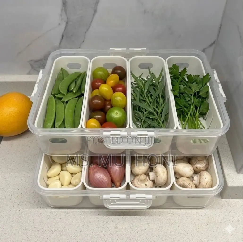 Stackable, Multi-Compartment Clear Plastic Fridge Organizer Box