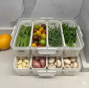 Stackable, Multi-Compartment Clear Plastic Fridge Organizer Box