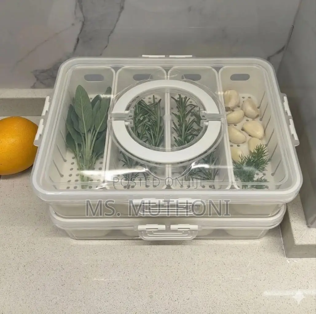 Stackable, Multi-Compartment Clear Plastic Fridge Organizer Box