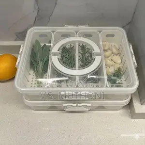Stackable, Multi-Compartment Clear Plastic Fridge Organizer Box