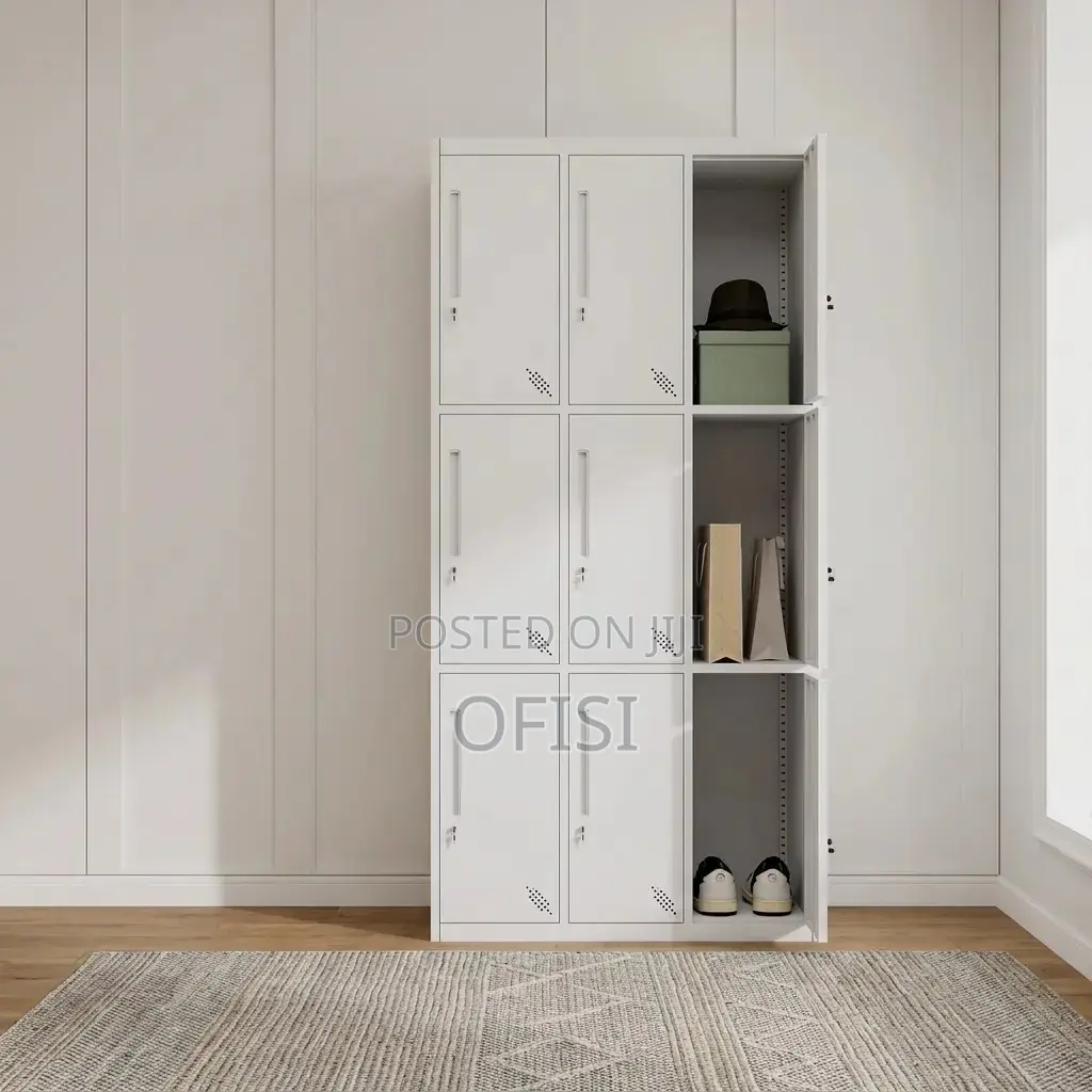 Office Cabinet; Lockable 9-Locker Steel Filing Cabinet
