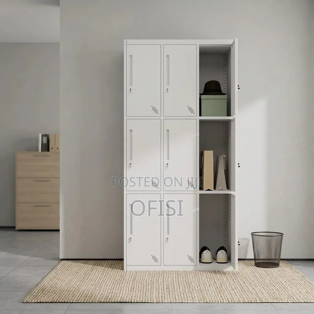 Office Cabinet; Lockable 9-Locker Steel Filing Cabinet