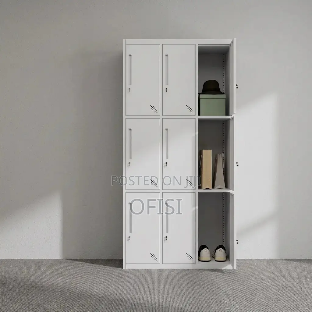 Office Cabinet; Lockable 9-Locker Steel Filing Cabinet