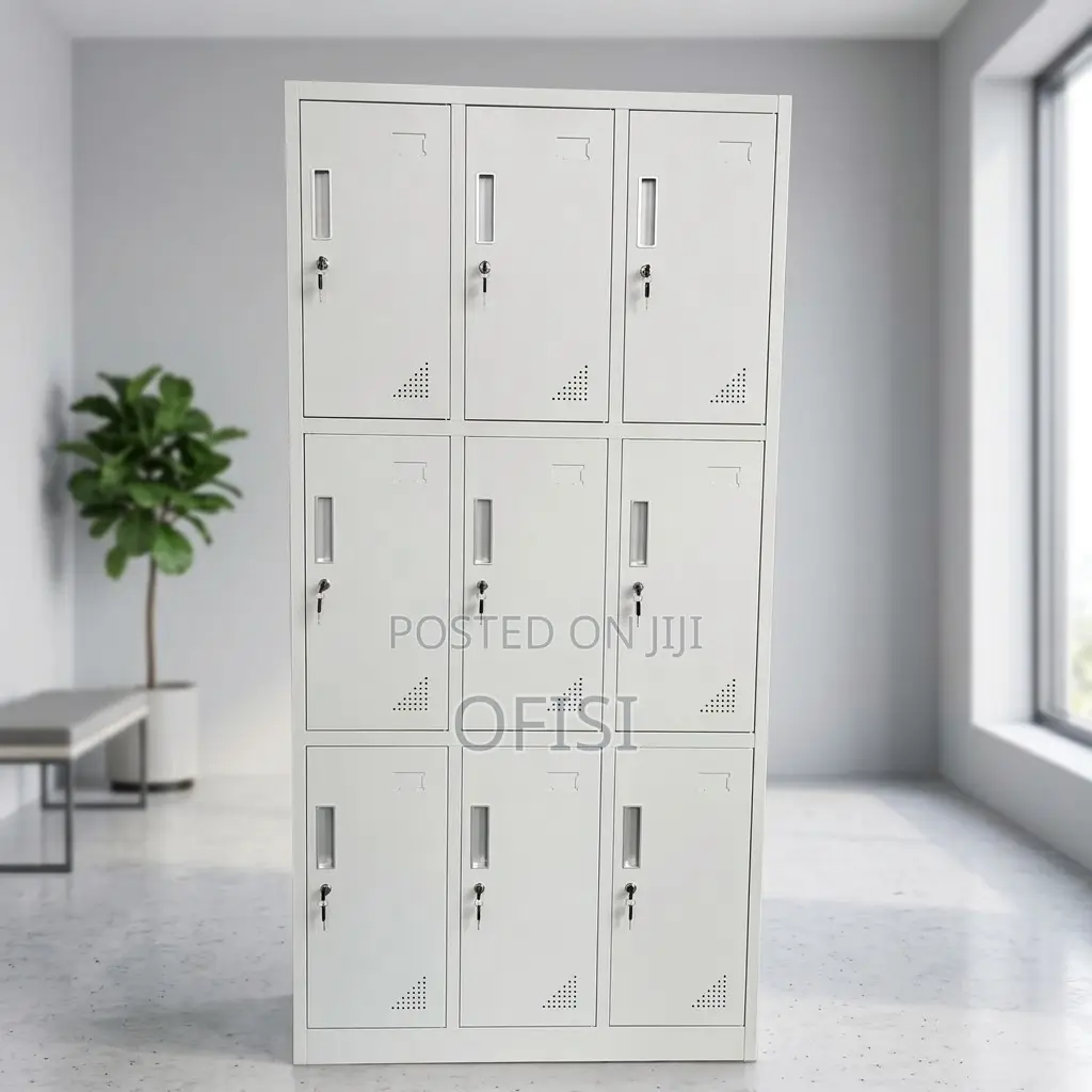 Office Cabinet; Lockable 9-Locker Steel Filing Cabinet