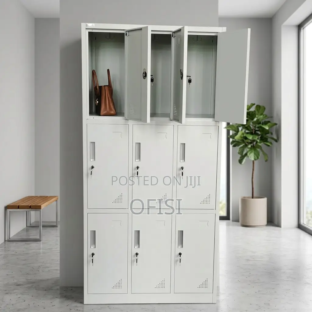 Office Cabinet; Lockable 9-Locker Steel Filing Cabinet
