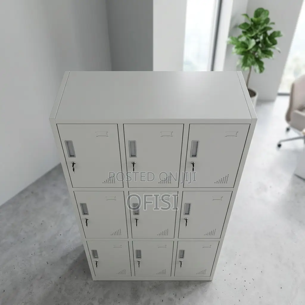 Office Cabinet; Lockable 9-Locker Steel Filing Cabinet