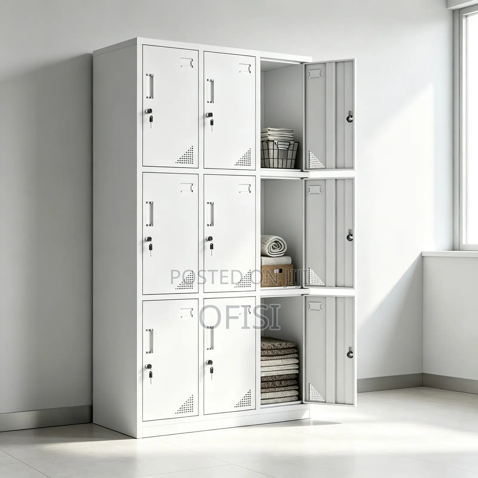 Office Cabinet; Lockable 9-Locker Steel Filing Cabinet