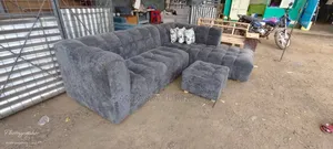 Grey L-Shaped Bubble Sofa 5-Seater