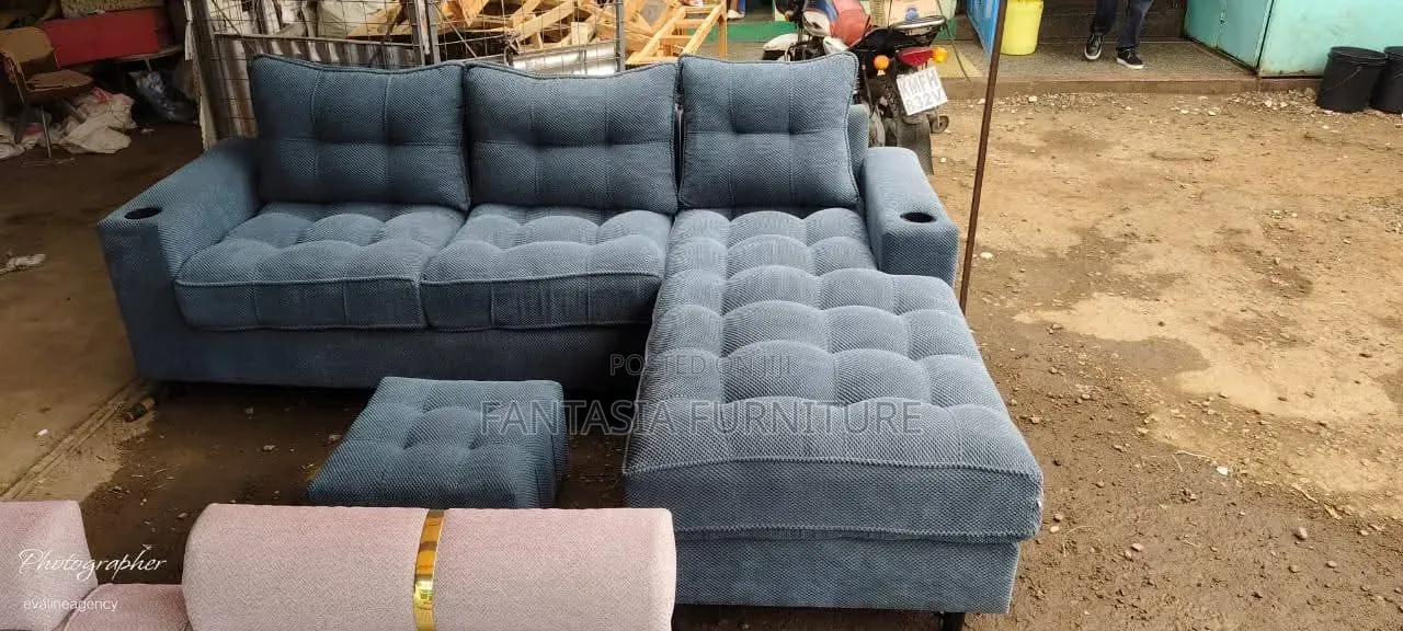Grey Sectional Sofa + Ottoman Included