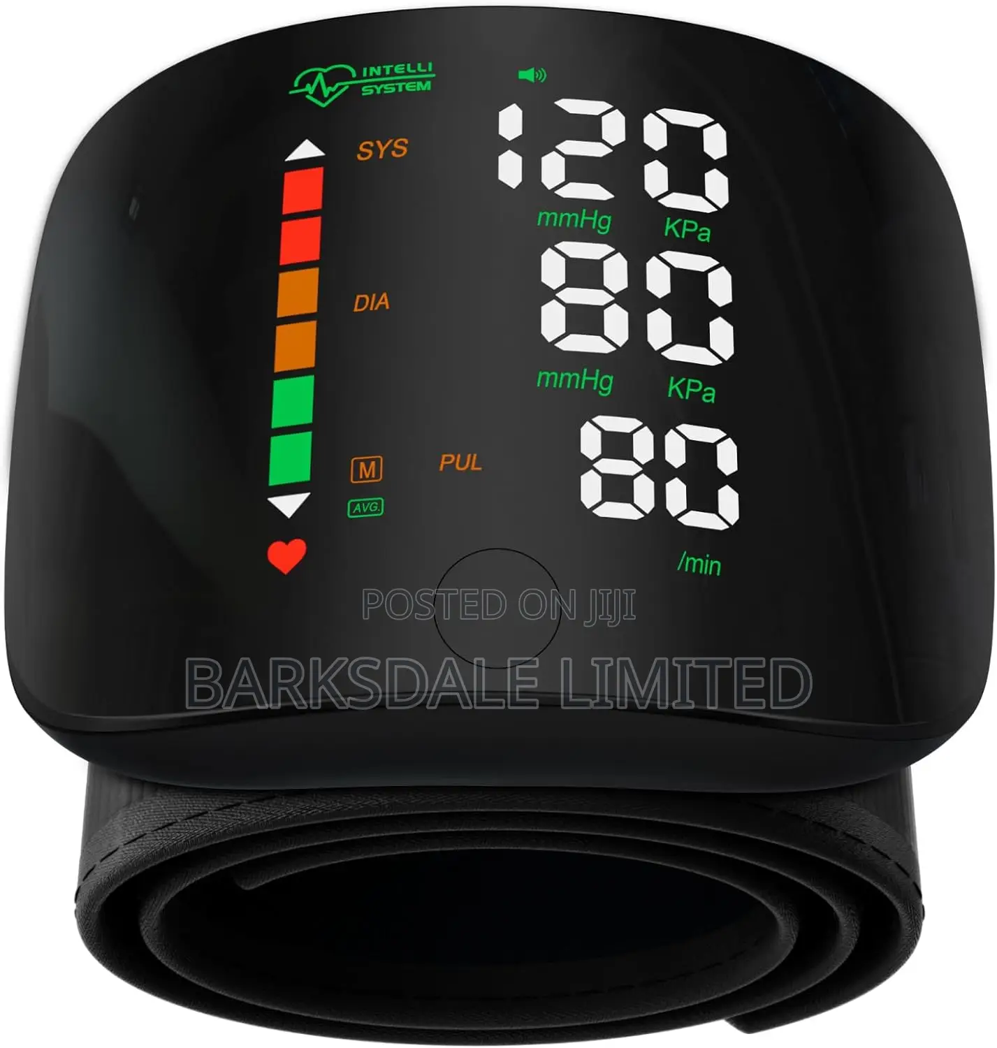 Black Digital LED Wrist BP Monitor Touch Screen Rechargeable Case.