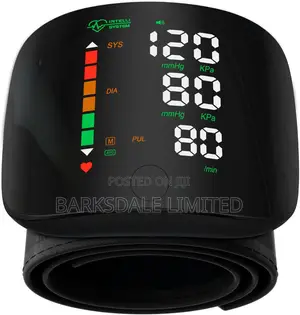 Black Digital LED Wrist BP Monitor Touch Screen Rechargeable Case.