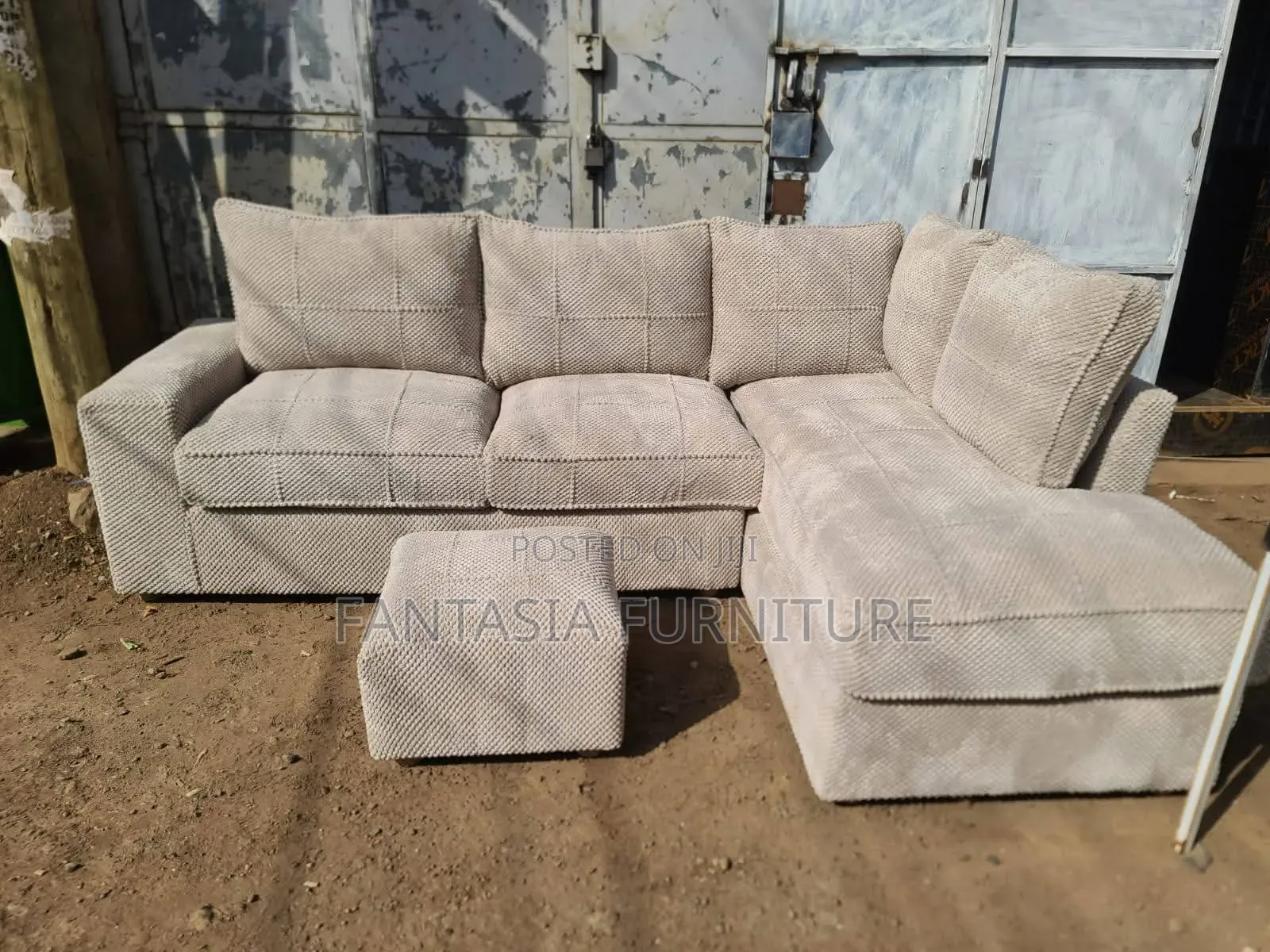 Beige L-Shaped Sofa + Free Delivery Included