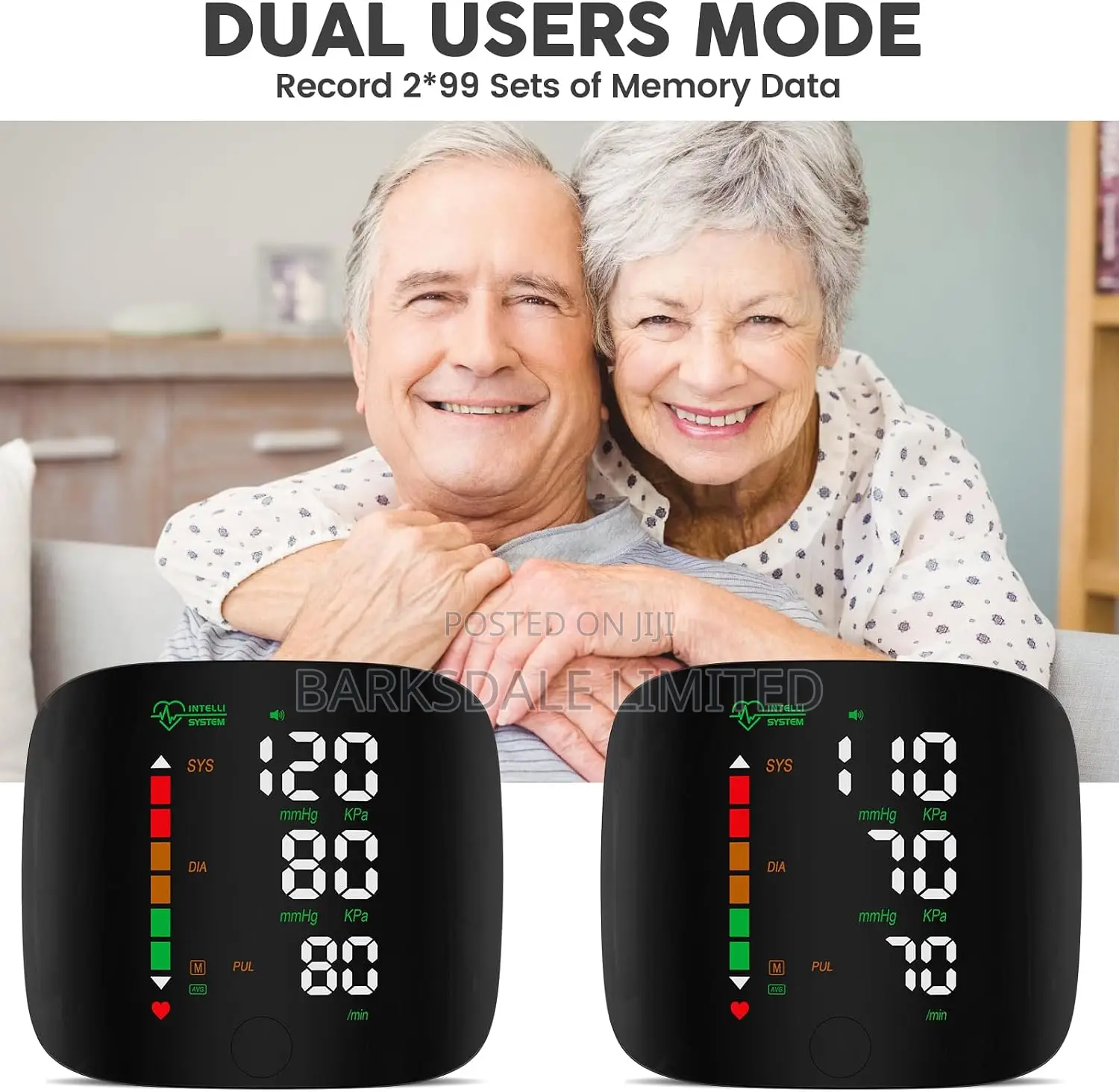 Black Digital LED Wrist BP Monitor Touch Screen Rechargeable Case.