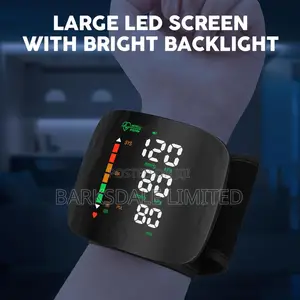 Black Digital LED Wrist BP Monitor Touch Screen Rechargeable Case.