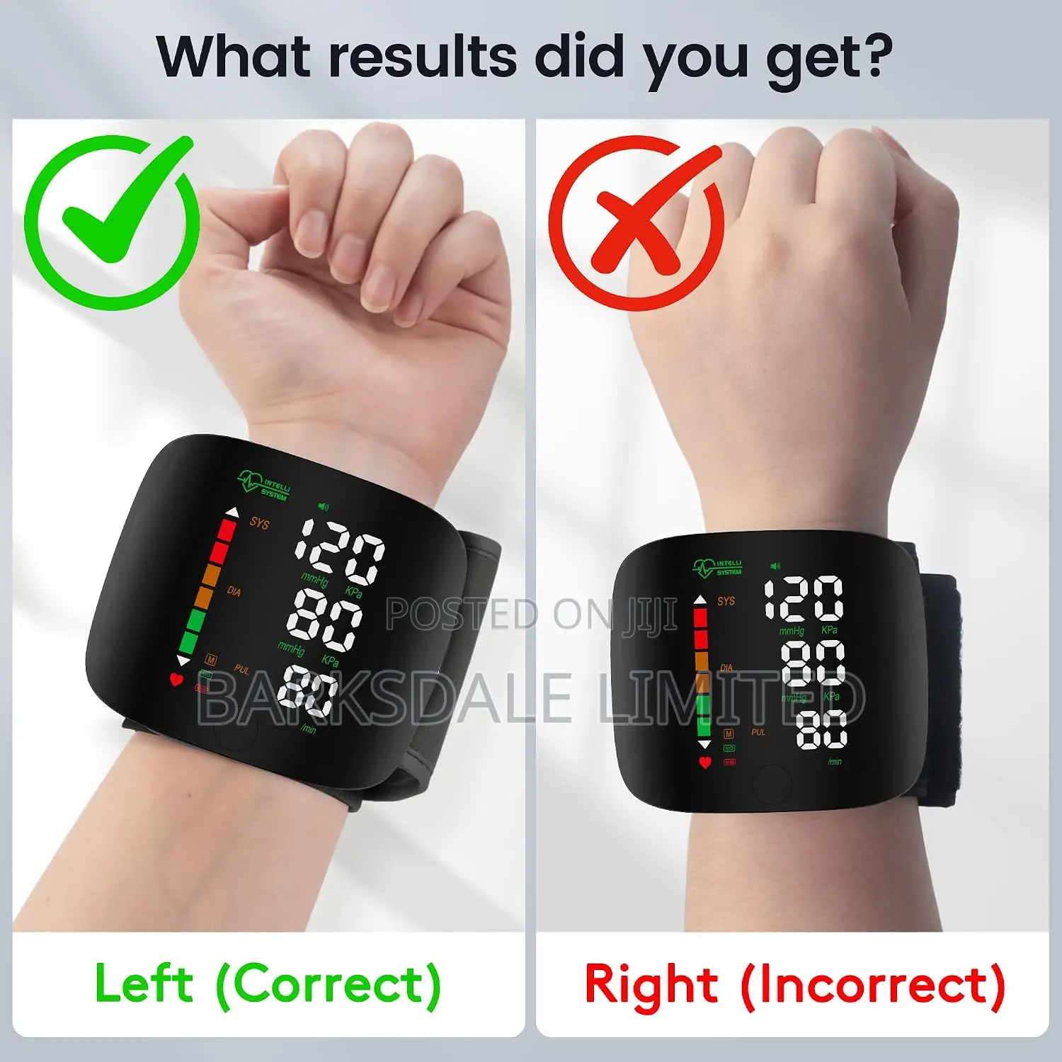 Black Digital LED Wrist BP Monitor Touch Screen Rechargeable Case.