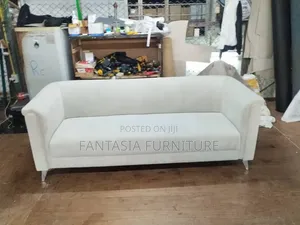 Cream Velvet Sofa 3-Seater + Free Delivery